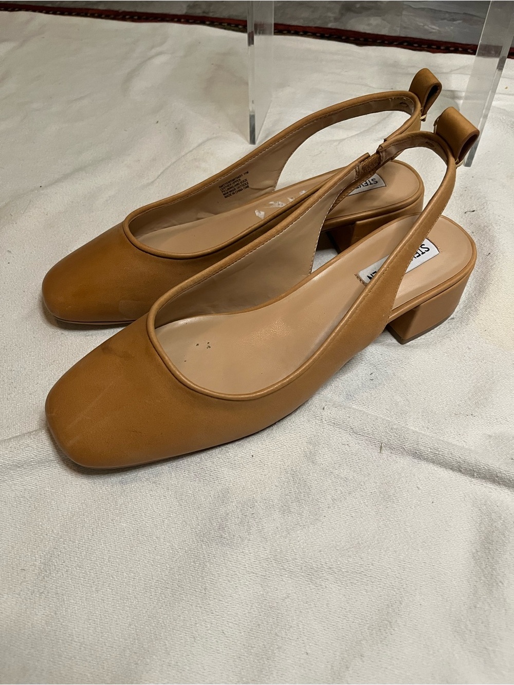 Steve Madden Tan Leather Slingback Block Heel Mules - Picture 3 of 4